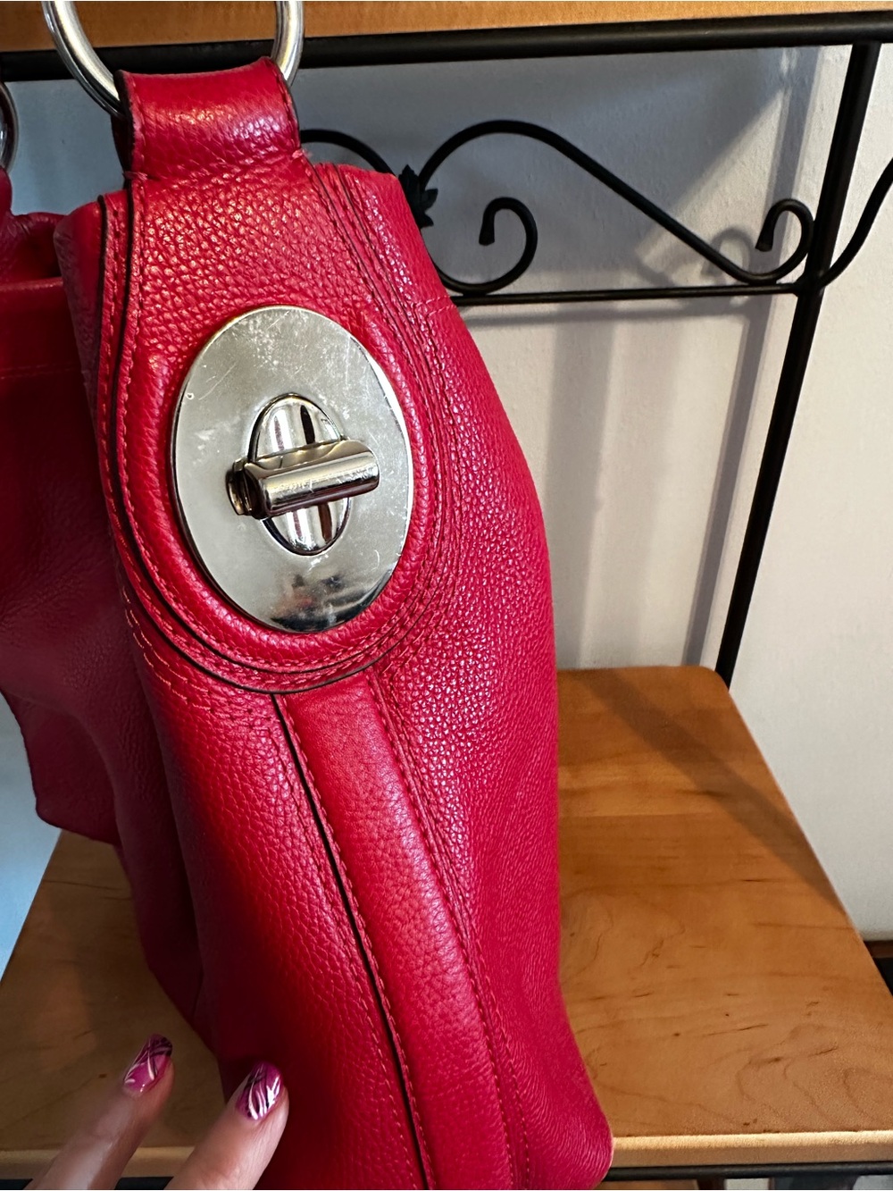 Coach Penelope Hobo Bag | Red Pebbled Leather F16535 - Picture 3 of 9